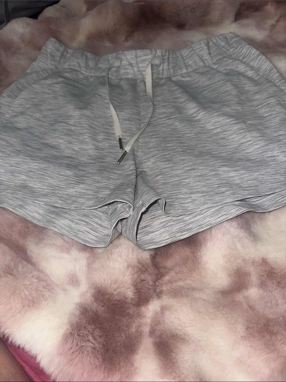 lululemon athletica Light Gray Striped Athletic Shorts